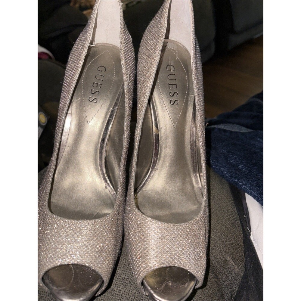 Guess Silver open toe heels Size USA 7.5